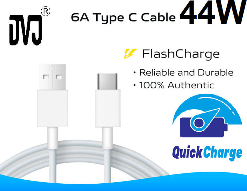 DVJ Type C 6 A 1 m CERTIFIED SUPER FAST 100% ORIGNAL FAST 44W DATA CABLE FOR Vivo Y35,V25 5G, V23 5G,V25, V23e 5G,V23 Pro 5G, Y75 4G, Y35 5G, 23e, V25e, 21e 5G(Compatible with VIVO ALL TYPE C MOBILE PHONES, VIVO 18 /33W / 44W / 66W FAST CABLE, White, One Cable)