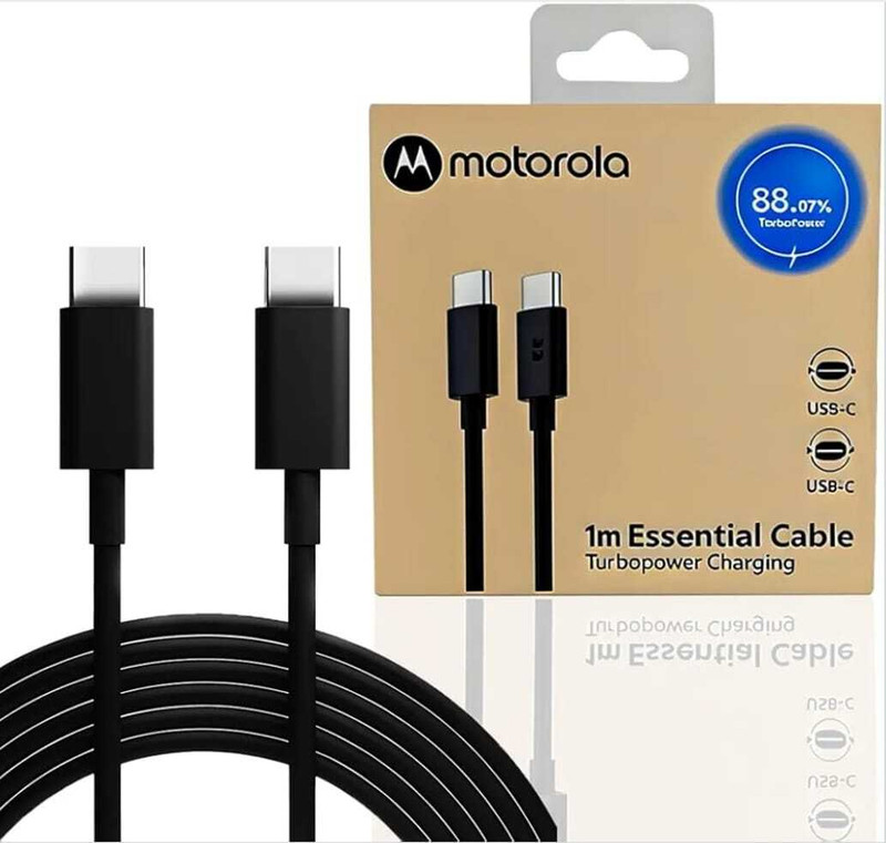 Moto Type C 1 m Copper MOTOROLA C to C 68w cable(Compatible with C To C, Black, One Cable)