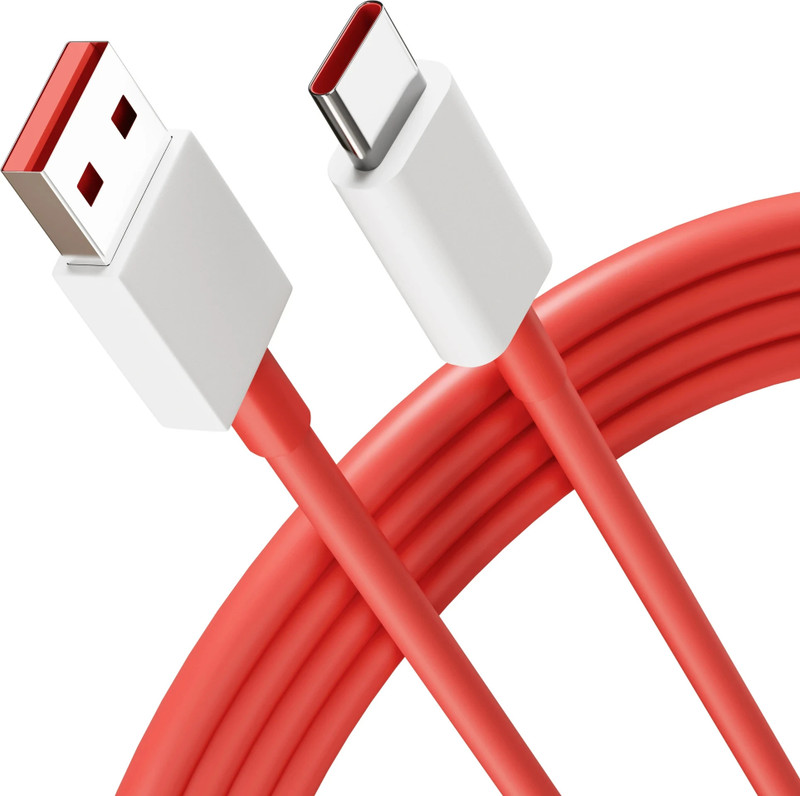 vismac USB Type C Cable 8 A 1 m copper WARP/Dash Charging Type c Charger Cable Compatible for One Plus(Compatible with Oneplus, Vivo, Oppo, Realme & Devices Supporting SuperVOOC, Charge, Red, One Cable)