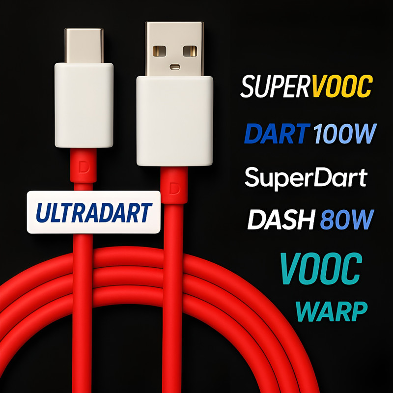 ULTRADART USB Type C Cable 6.5 A 1 m original 65W/10V-6.5A DART/VOOC/SUPERDART/SUPERVOOC SUPER FAST CHARGING CABLE(Compatible with oneplus,oppo,realme,narzo,vivo,iqoo,samsung,motorola,mi,redmi,poco, White, One Cable)