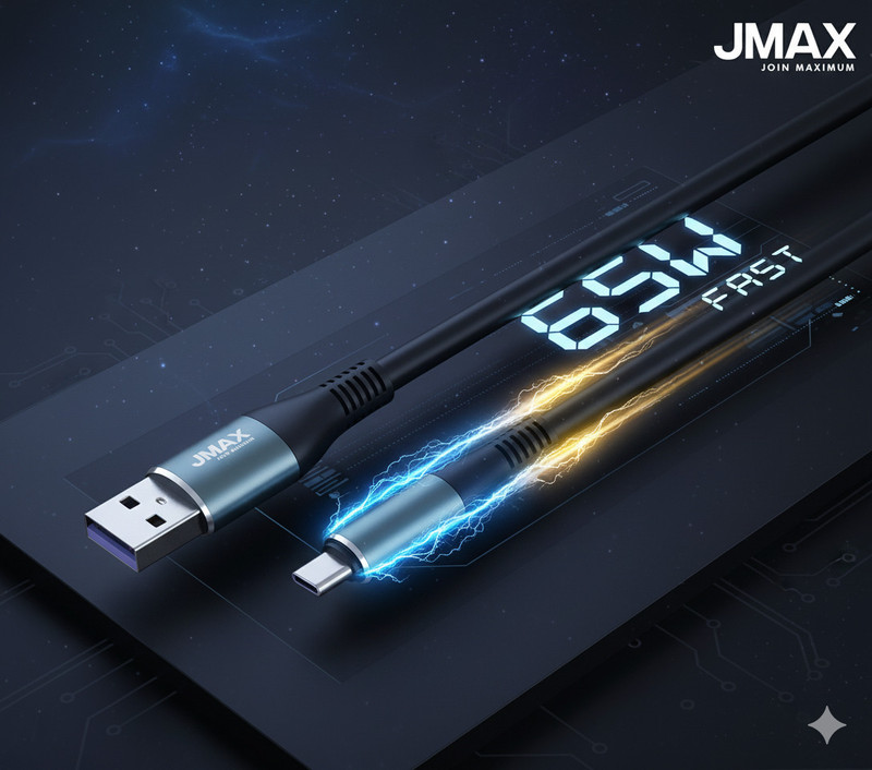 Jmax USB Type C Cable 1 m Fast Charging Cable | Durable, Tangle-Free, High-Speed Data Sync(Compatible with MOBILE, LAPTOPS, TABLET, COMPUTER, Black, One Cable)