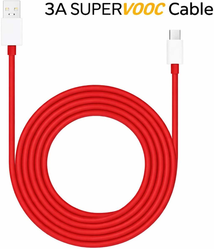 OnePlus USB Type C Cable 3 A 98 m SUPERVOOC,VOOC,QC (45W/4.1A)Max SUPERVOOC,VOOC,QC USB-A TO USB TYPE C(Compatible with SUPERVOOC 33W / Warp Charge 33W: OnePlus Nord CE 2 Lite, Red&White, One Cable)