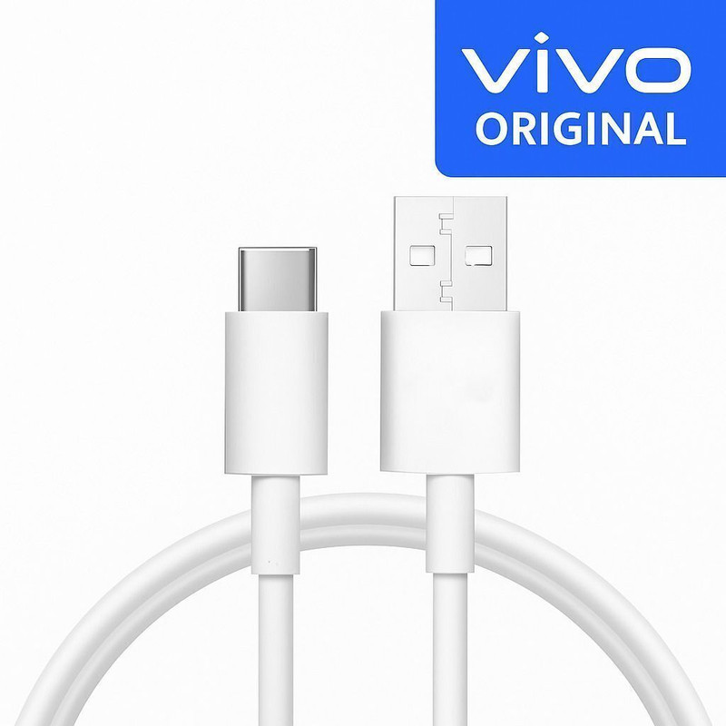 vivo USB Type C Cable 1 m Copper TurboLink V22 Cable | Type-C Fast Charging & Sync | White(Compatible with T1,Y100,V27, X90,Y200, V29, X70 Pro,V23,T2x,V21, White, One Cable)