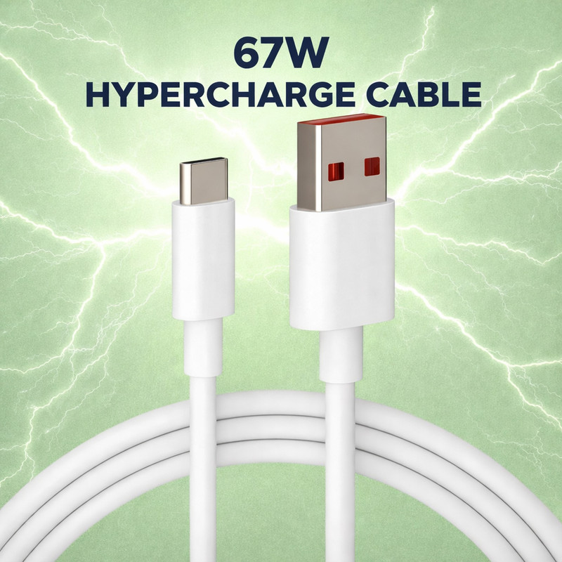 Tart USB Type C Cable 6 A 1 m Original HyperCharge 67W Fast Turbo Charging Data Cable | Type-C USB Cable Compatible with Redmi Note 13 Pro/12 Pro/11 Pro 5G/11S/9 Pro/11/10 Pro Max/Poco X5/X4 Pro/M5 Pro/M4, Mi 11 Lite NE/Mi 11 Lite 5G(Compatible with Mi/Redmi/Xiaomi, All Type-C Devices, White, One Ca