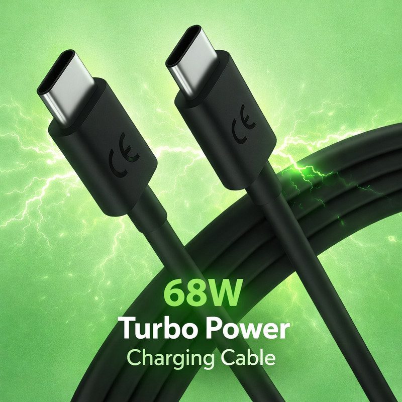 Tart USB Type C Cable 3 A 1 m Original 68W TurboPower Type C to C 3.3Ft Fast Charging Data Cable For Motorola|Edge|30|Fusion|Pro|Ultra|40|Neo|razr|Stylus|G35|G45|G54|G64|G67|G84(Compatible with All Motorola Type-C Models, Black, One Cable)
