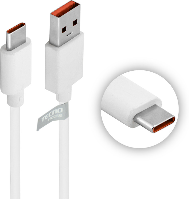 Tecno USB Type C Cable 2 A 1 m 18 Watt Model no. C031-C(Compatible with Tecno Mobile, Infinix, Cable Color White, One Cable)