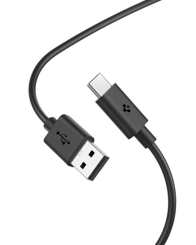 Spigen USB Type C Cable 3 A 1 m PB2300(Compatible with Mobile, Black, One Cable)
