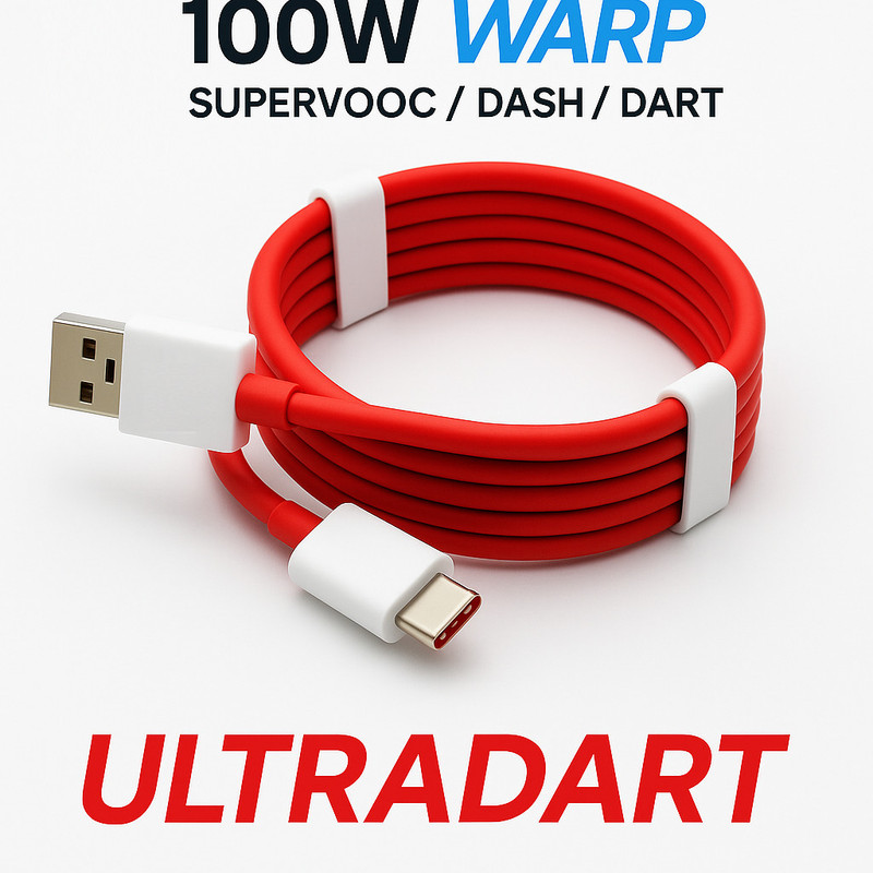 ULTRADART USB Type C Cable 1 m original 100W PD High-Power Type-C Cable | Supports 80W/65W, SUPERVOOC, VOOC, WARP | Android Auto + CarPlay | Universal Device Support – Red(Compatible with oppo,realme,narzo,oneplus,vivo,iqoo,samsung,motorola,mi,redmi,poco, Red, One Cable)