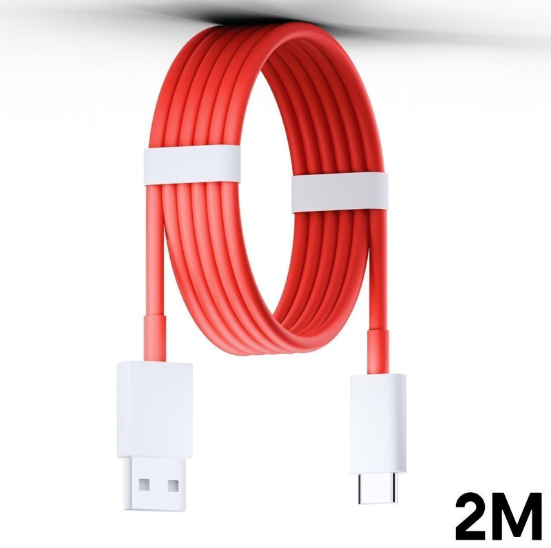 ChargHunt USB Type C Cable 7 A 2 m Copper 2 Meter Usb Type C Datacable Vooc\SuperVooc\Dash\Warp\Quick Charge all technology Supported(Compatible with Smartphones, Tablets, Power Banks, Bluetooth Speakers, Type C Devices, Red, One Cable)