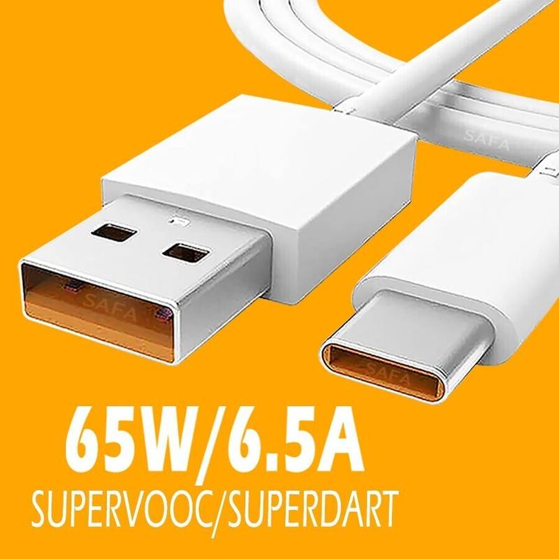 Safa USB Type C Cable 6.5 A 1 m 65W/6.5A SUPER FAST CHARGING CABLE TYPE C SUPPORT / SUPERCHARGER / SUPERVOOC / SUPERDART / SUPERFLASH / FLASHCHARGING / VOOC / DART / DASH / WARP / FLASH / TURBO / SONIC / HYPER / RAPID / 55W / 50W / 44W / 33W / 30W / 27 / 25 / 20W / 18W / 15W / FOR ONEPLUS 9RT / 9R / - 65% off at DetectaDeal
