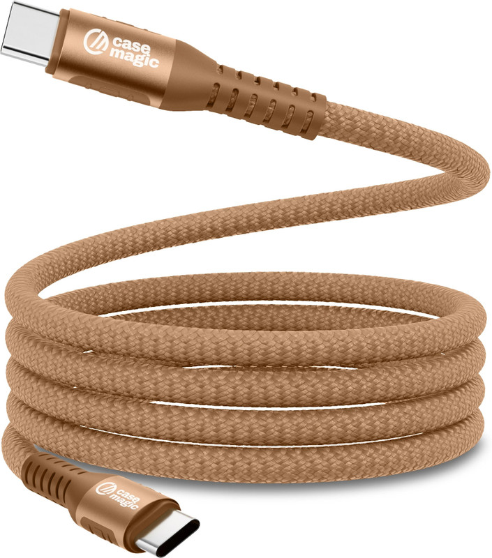 Case-Magic USB Type C Cable 2 m Fast Charging Cable 240W Nylon Braided 480Mbps(Compatible with MacBook, iPhone 15, Samsung S23, iPad Pro, Laptops & All USB-C Devices, Brown)