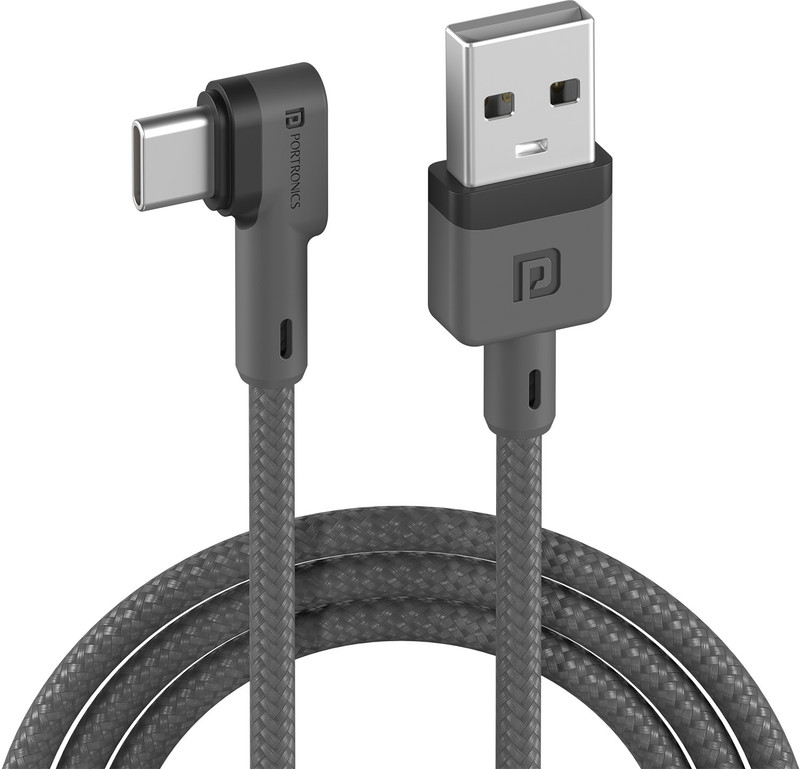 Portronics Micro USB Cable 2 A 1.2 m POR-1079 Konnect L(Compatible with All Phones With Port, Grey, One Cable)