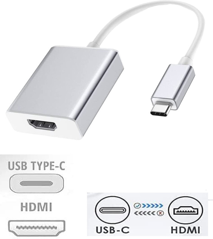 BALRAMA USB Type C to HDMI USB Male to Female Display Port DP Converter Cable Adapter Combo Set(Silver White)