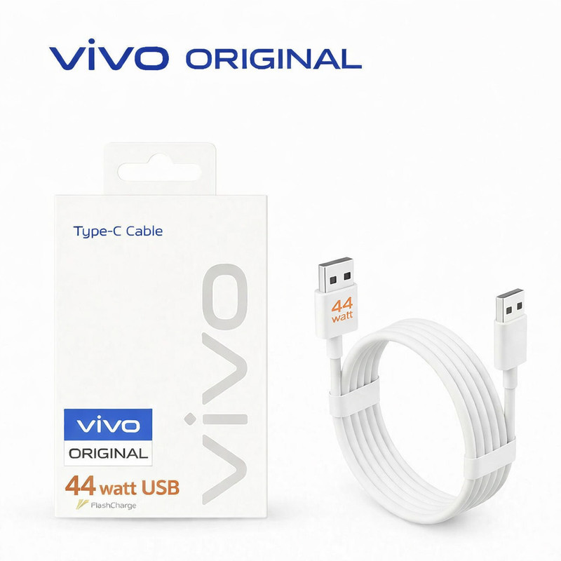 vivo USB Type C Cable 4 A 0.97 m 44W-TYPEC-1M(Compatible with Smartphones, White, One Cable)