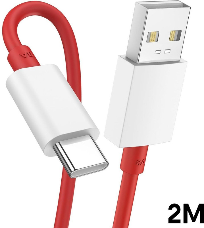 ChargHunt USB Type C Cable 7 A 2 m Copper 2 Meter USB Type-C Data Cable supporting VOOC, SuperVOOC, Dash, Warp, and Quick Charge technologies(Compatible with Smartphones, Tablets, Power Banks, Bluetooth Speakers, Type C Devices, Red, One Cable)