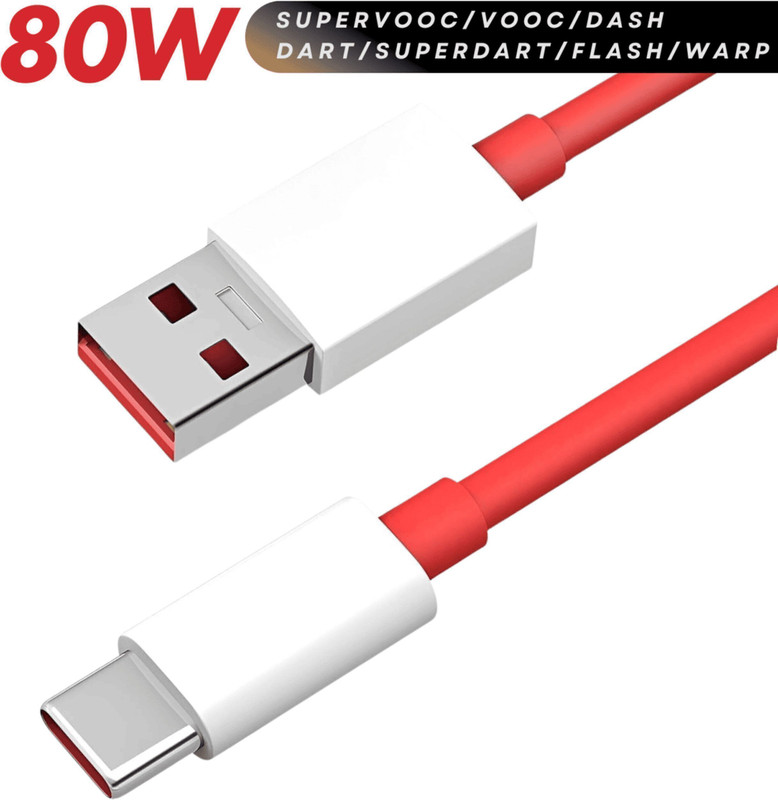 Good One USB Type C Cable 8 A 1 m TPE 80W Fast Charging 1m(Compatible with ALL Smartphone support 80w,oppo,realme,narzo,oneplus,vivo,iqoo,samsung,motorola, Red, One Cable)