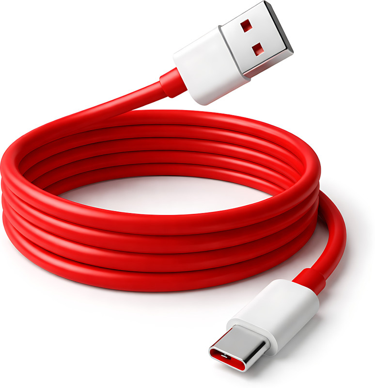 MAK USB Type C Cable 6 A 1 m TPE Premium USB Type-C Cable 120W , Ultra-Fast WARP/DASH Charging with Seamless Data Transfer(Compatible with Universal Fast Charging: VOOC, DASH, WARP & DART Support, Red, One Cable)