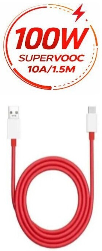 OnePlus USB Type C Cable 10 A 1.5 m Supervooc Type C Data Cable,(Compatible with Oneplus 100W 80W Supervooc Vooc SuperDart, Red, White, One Cable)