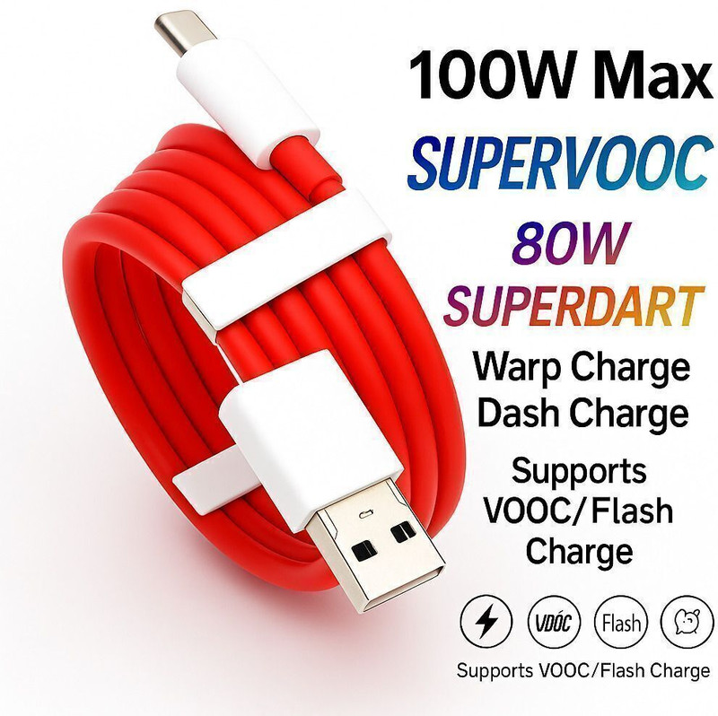 ULTRADART USB Type C Cable 6.5 A 1 m original 65W/10V-6.5A DART/VOOC/SUPERDART/SUPERVOOC SUPER FAST CHARGING CABLE(Compatible with oneplus,oppo,realme,narzo,vivo,iqoo,samsung,motorola,mi,redmi,poco, White, One Cable)