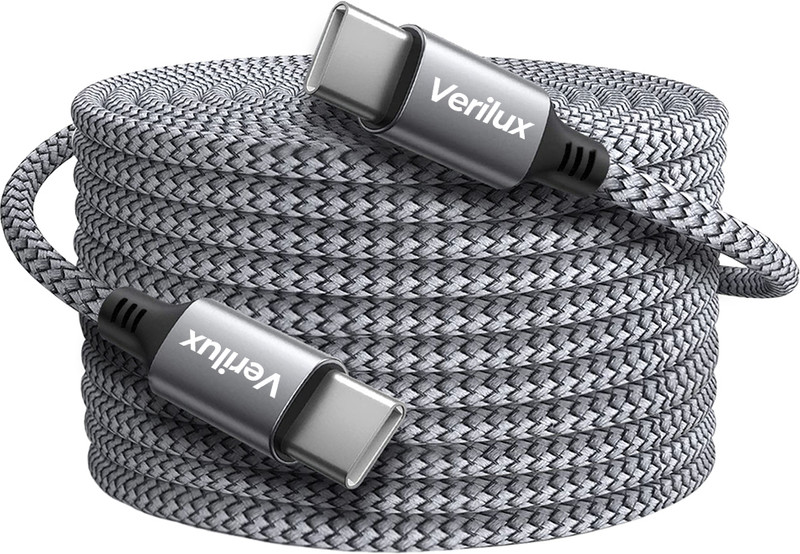 Verilux USB Type C Cable 3 m Type C to Type C Fast Charging Cable(Compatible with Smartphones, Tablets, Laptops, Grey, One Cable)
