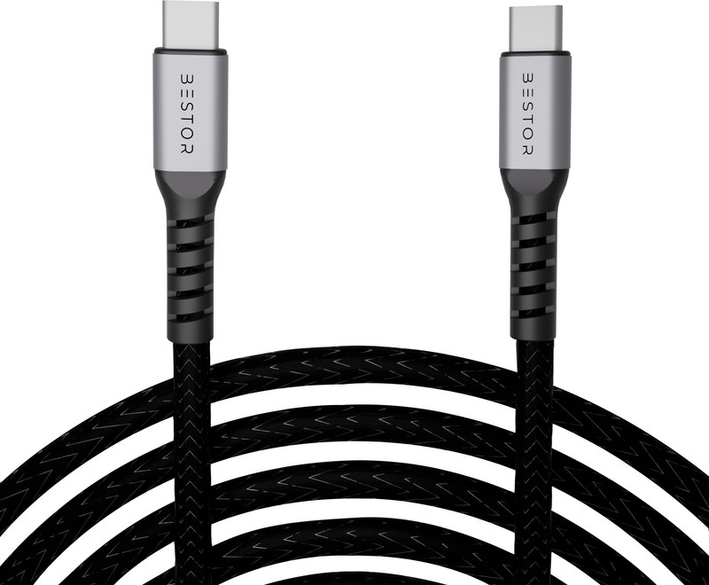 Bestor USB Type C Cable 1 m 60W Type C Nylon Braided Cable(Compatible with SMART PHONE, IOS, ANDROID, Black&1, One Cable)