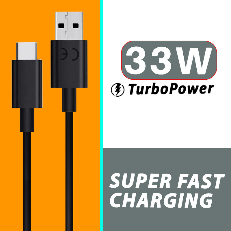 Safa USB Type C Cable 3 A 1 m 33W TurboPower Super Fast Data Cable(Compatible with Motorola G85, G84, G64, G62, G60, G54, G52, G45 5G, G35, Black, One Cable)