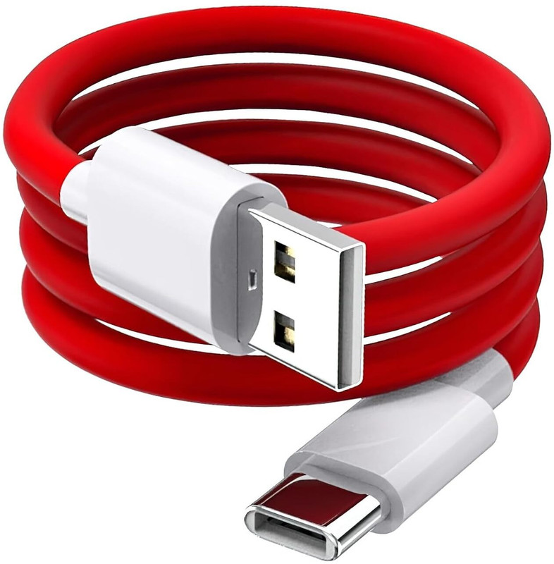 ChargHunt USB Type C Cable 1 m USB Type C Red Datacable Supports Supervooc/Vooc/warp/Quich charge(Compatible with Vivo/OPPO/REALME/ONEPLUS, VOOC/DASH/WARP/DART/SUPERVOOC, Red)