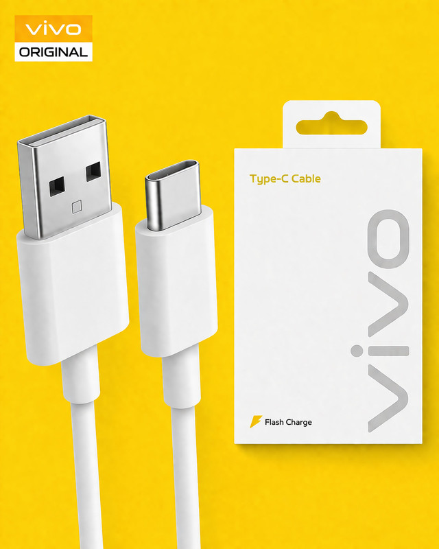 vivo USB Type C Cable 0.97 m ivo 6A FlashCharge USB Type-C Cable for V27, V25, X80 Pro (1 m, White)(Compatible with Mobile, Tablet, Gaming Consoles (Type-C, Power Banks, White, One Cable)