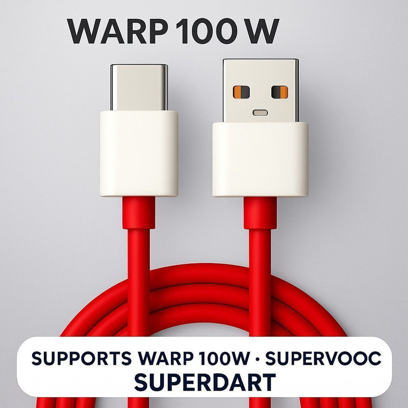 ULTRADART USB Type C Cable 6.5 A 1 m original 65W/10V-6.5A DART/VOOC/SUPERDART/SUPERVOOC SUPER FAST CHARGING CABLE(Compatible with oneplus,oppo,realme,narzo,vivo,iqoo,samsung,motorola,mi,redmi,poco, White, One Cable)