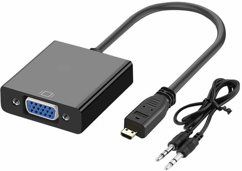 Tobo Micro HDMI to VGA Adapter with 3.5mm Audio Jack Male to Female Converter Adapter USB Adapter(Black)