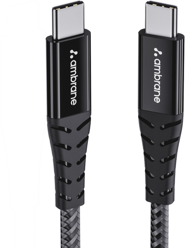 Ambrane USB Type C Cable 3 A 1.5 m RCTT-15 Type C to(Compatible with Smartphones, Black, One Cable)