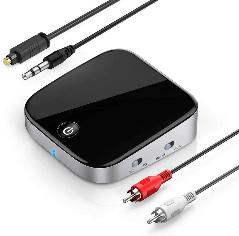 Techdash Bluetooth 5 Transmitter and Receiver 2 in 1 Wireless Stereo Audio Dongle 300 Mbps Data Card with Call Support(Black)