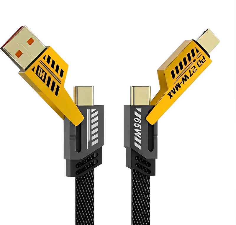 Vora 4 in 1 Universal Fast Charging & Data Cable. 65 W 150 Mbps Data Card ,Calls not Supported(Multicolor)