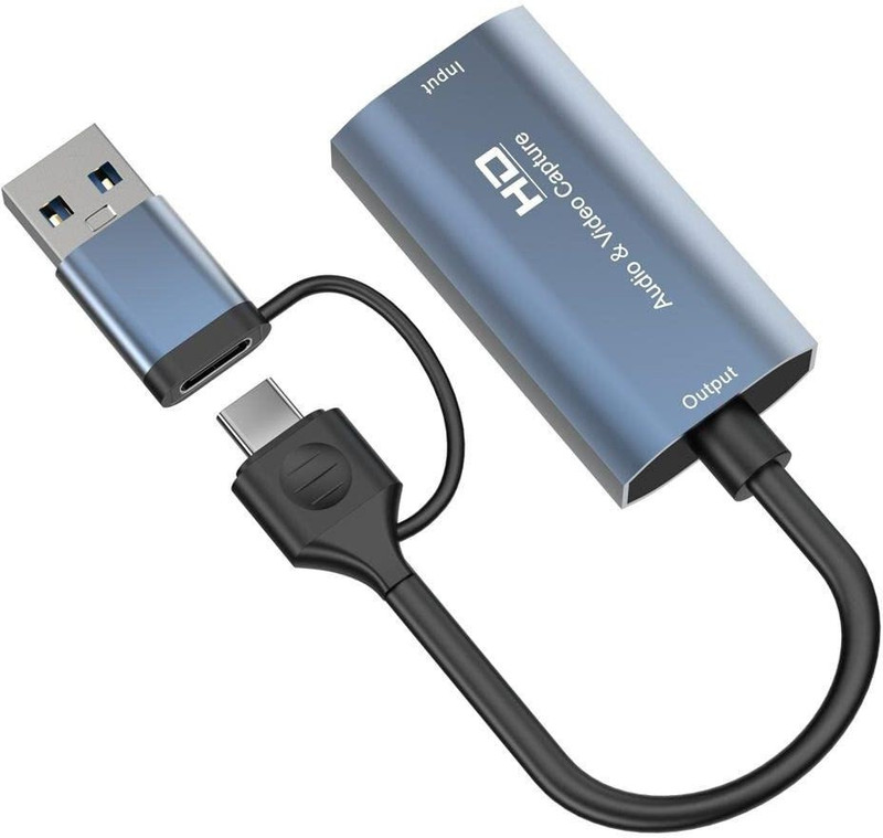 Etzin 4k video capture card 3.0 Usb/Type C Adapter (EPL-892HVC) 3.1 Mbps Data Card ,Calls not Supported(Grey)
