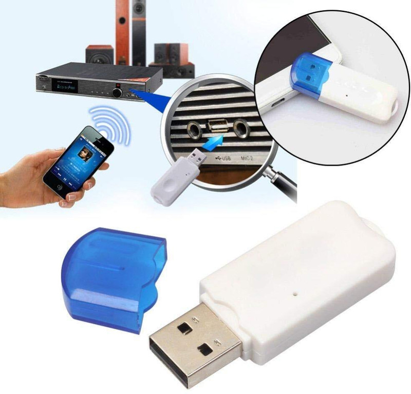 Extremus ™USB Bluetooth Audio Stereo Receiver Wireless Handsfree Bluetooth Adapter 150 Mbps Data Card with Call Support(Blue, White)