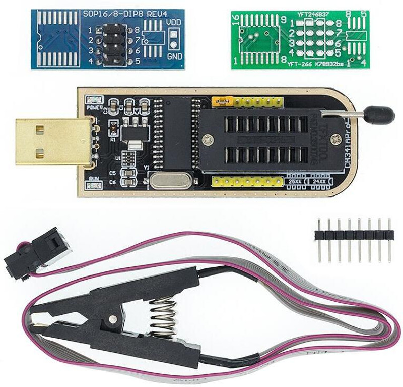 keertan kalp CH341A 24 25 Series EEPROM Flash BIOS USB Programmer + SOIC8 SOP8 Flash Chip 3.1 Mbps Data Card ,Calls not Supported(Black)