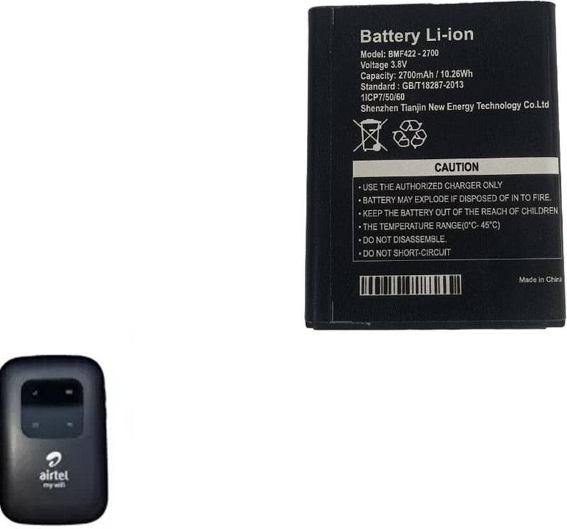 Airtel 4G LTE Hotspot BMF422 Mobile Battery For Portable WiFi Router 2700mAh Battery 150 Mbps Data Card ,Calls not Supported(Black)