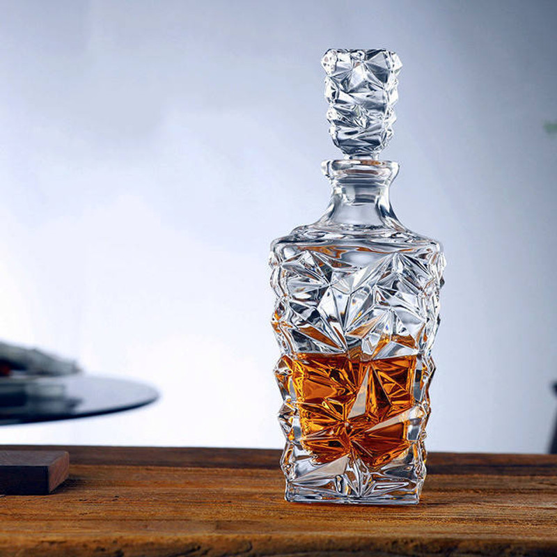 keya Glass Decanter with Stopper Whiskey, Scotch, Bourbon, Wine, Brandy, Home Bar Display Decanter(Glass, 33.81 oz)