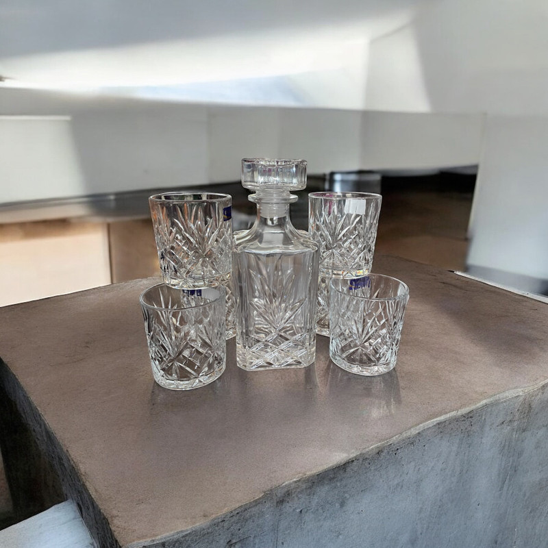 Tazar ROYAL CRYSTAL DECANTER WITH 6PC WHISKY GLASS WHISKY Decanter(Glass, 28 oz)