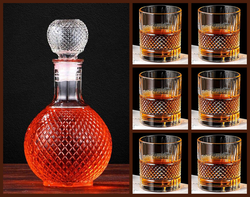 MairaTrends European Style Glass Decanter Set Storage Container for Liquor, Whisky Decanter(Glass, 1000 oz)