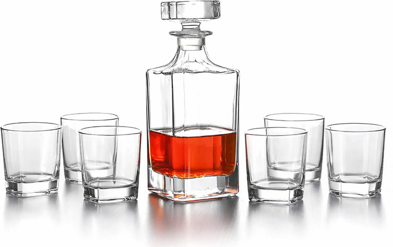 Bellemax Luxury Whiskey Decanter Set with Glass 6 pc Set and high quality glasses Decanter(Glass, 34 oz)