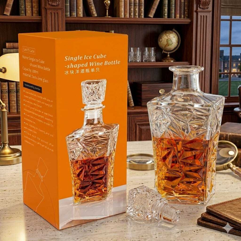 TMVMALL CRISTAL SHAP WHISKEY DECANTER BOTTLE 1000 ML Whisky, Scotch, Bourbon & Spirits, Wine storage and serving Decanter(Glass, 25 oz)