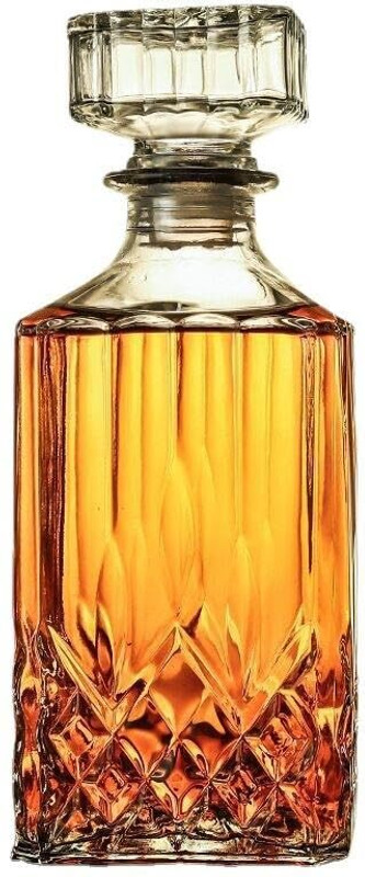 TRENDVYOM Crystal Whiskey Decanter Square Glass Liquor Bottle with Stopper Diamond Pattern Whiskey Decanter for Scotch, Liquor, Vodka, Wine or Bourbon Decanter(Glass, 1000 oz)