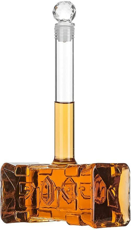 RV Mart Thor Hammer Style Whiskey Decanter Creative Shaped Crystal Glass Wine Dispenser Men and Women Decanter(Glass, 13.5 oz)