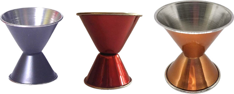 Dynore Set of 3 Colourful Peg measure -black, red, copper Whisky Measure Decanter(Steel, 30 oz)