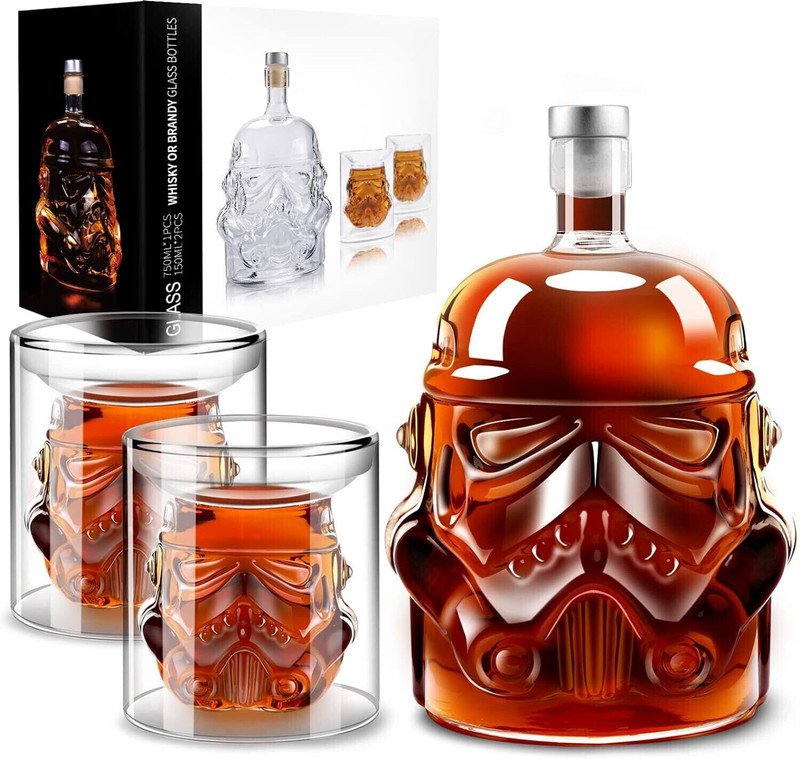 Melbify Brucelle Whiskey Decanter (750ml) Set with 2 Glasses(150ml)| Double Walled Glass Whiskey, Wine, Alcohol, Cocktails, Rum Decanter(Glass, 25 oz)
