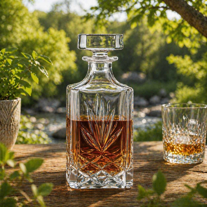 AVGLASSSTORE Premium Glass Whisky Decanter Bottle with Airtight Stopper for Home Bar (750 ml) Whisky, Scotch, Bourbon & other spirits Decanter(Glass, 25 oz)