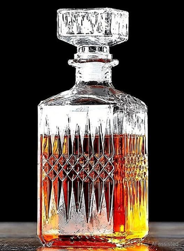 GRACIOUS MART Whiskey Bottle for Gift Boxed Bourbon , Alcohol Glass Stopper, clear lead-free. Whiskey Decanter(Glass, 1000 oz)