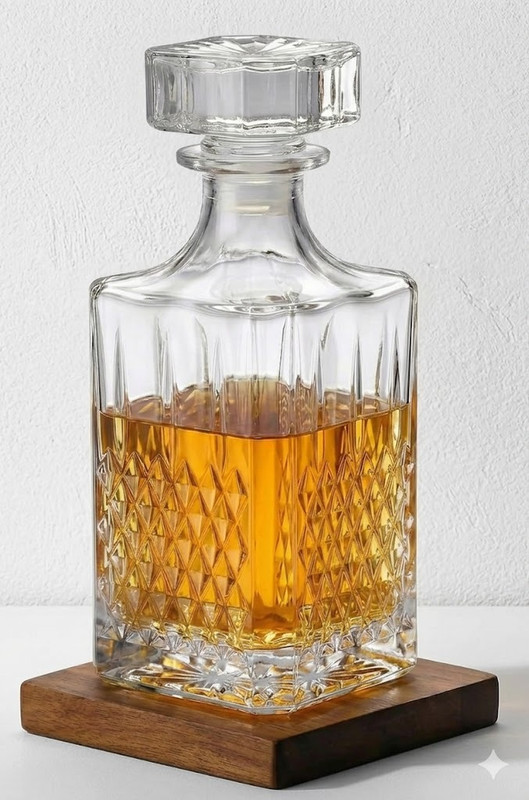 Gopani Glass Decanter 750ML | Premium Crystal-Cut Design Bottle with Stopper Water / Juice Serving Decanter(Glass, 25 oz)