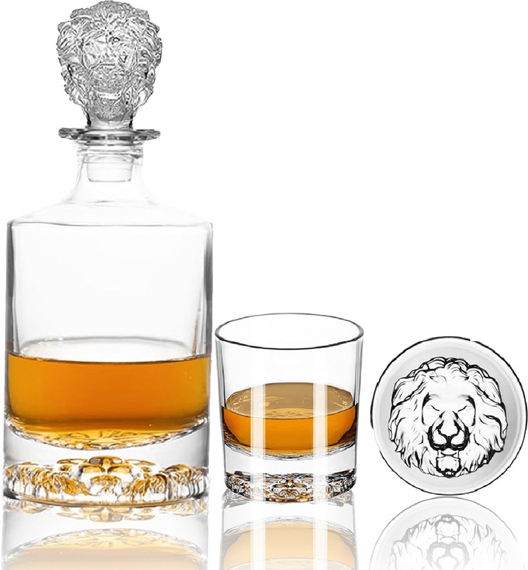 Melbify Elephant Whiskey Decanter with 2 Whiskey Glass Set|Decanter 850 ml Glass 300 ml Serving Whiskey, Rum ,Vokda , Tequila, jagermeister , Cocktails Decanter(Glass, 28 oz)